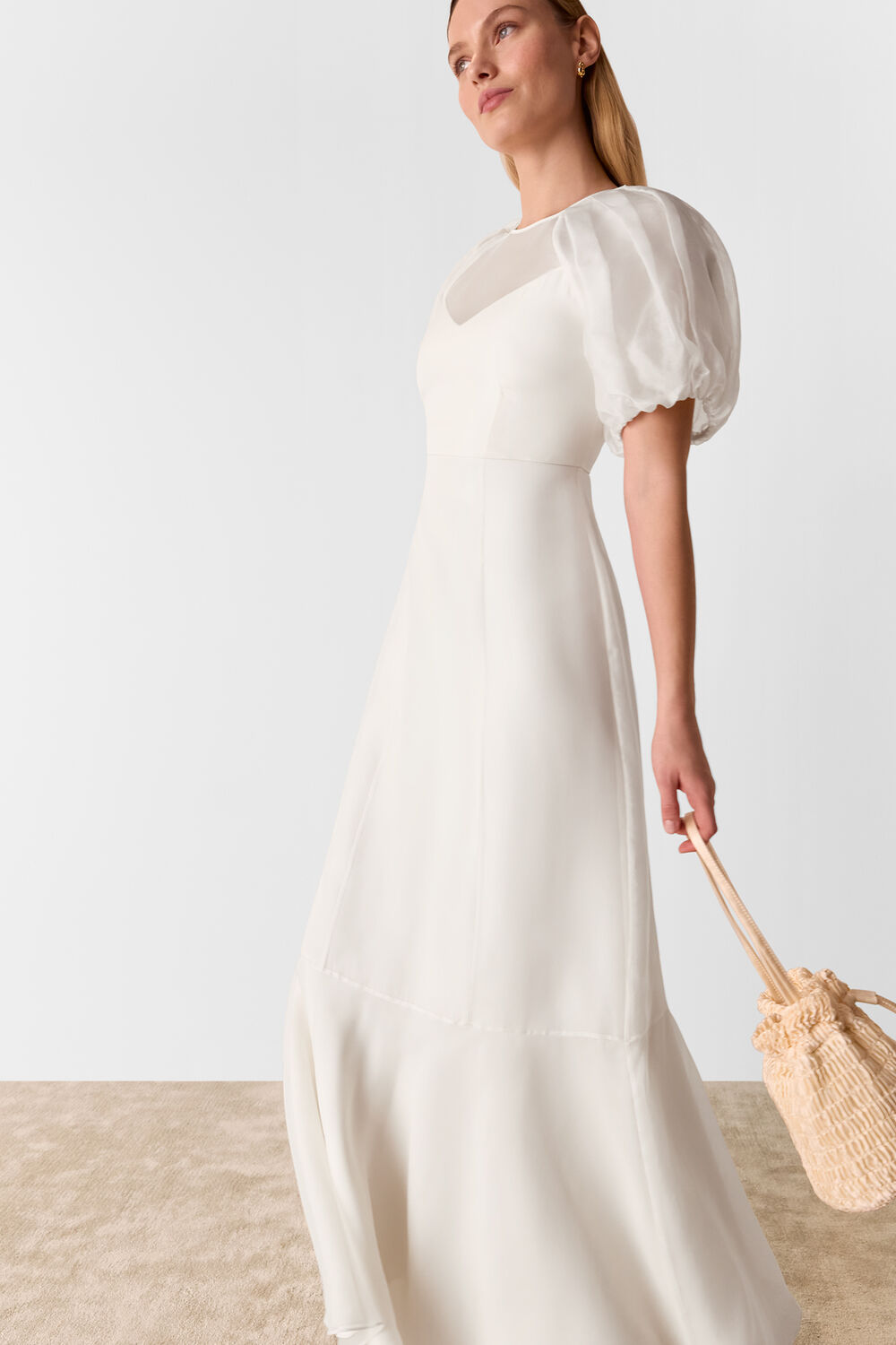 Ivory Sabrina Silk Wedding Dress